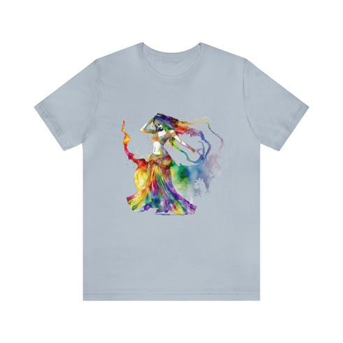 Rainbow Belly Dancer in Motion - Short Sleeve Tee Light Blue